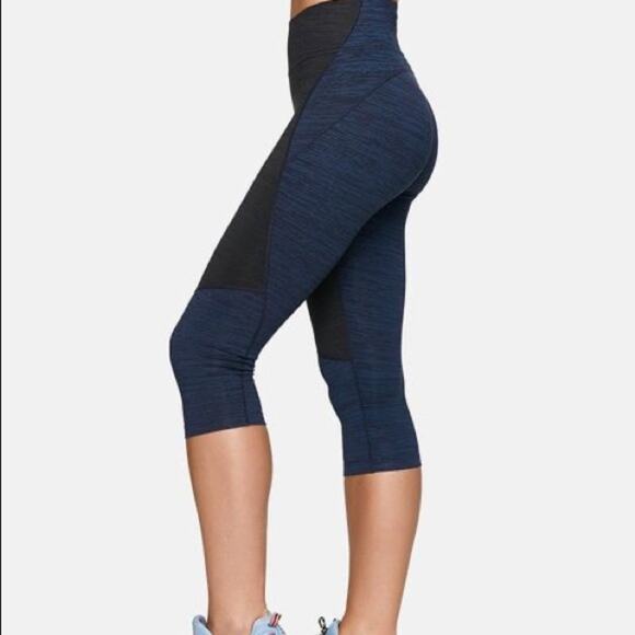 Outdoor Voices Cropped Navy Heathered Colorblock Leggings Size XS - Picture 1 of 6